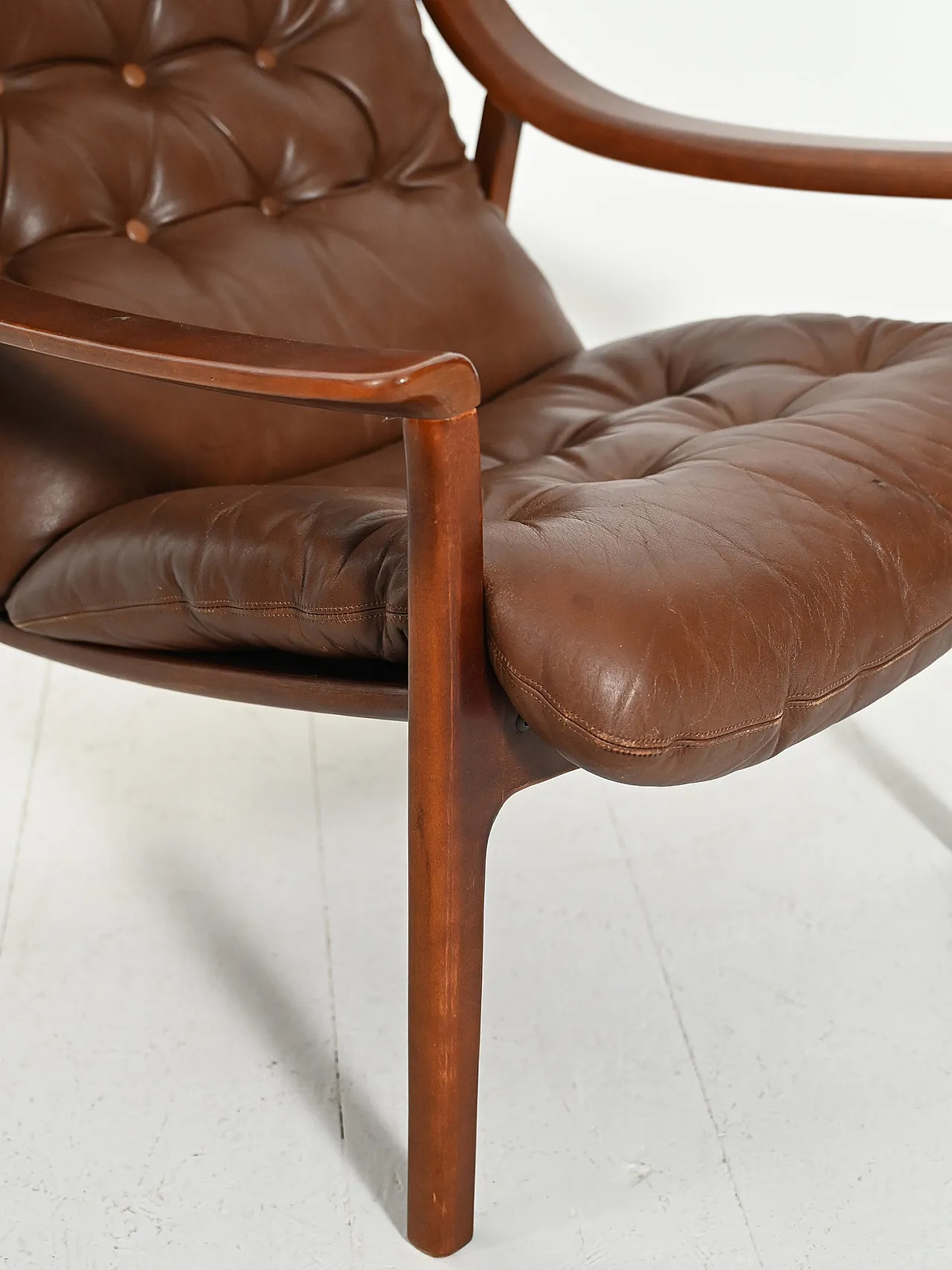 Coppia di poltrone danesi di JM Birking in pelle marrone, anni '60 14