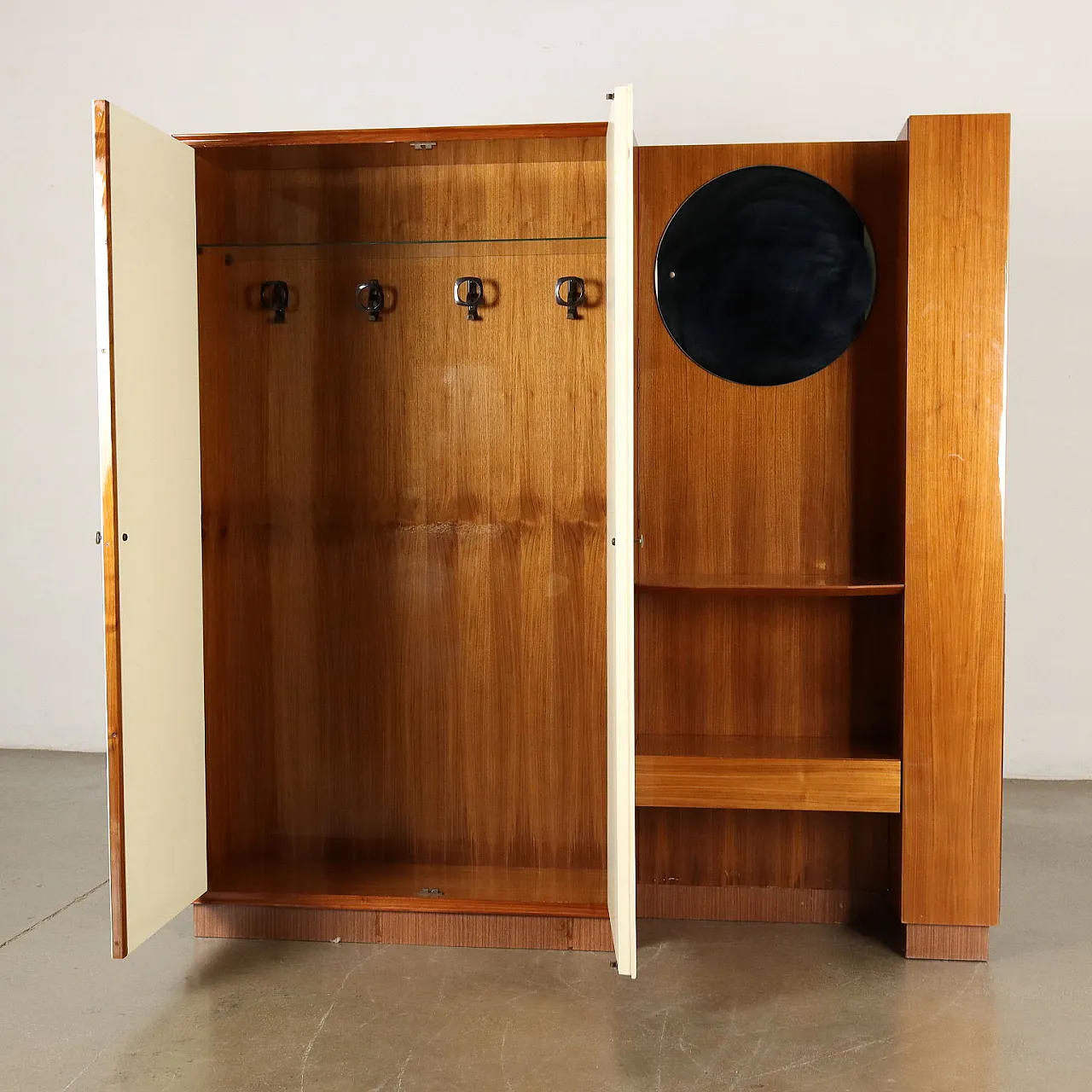 Entrance cabinet with clothes rack in wood & polyester, 1960s 3