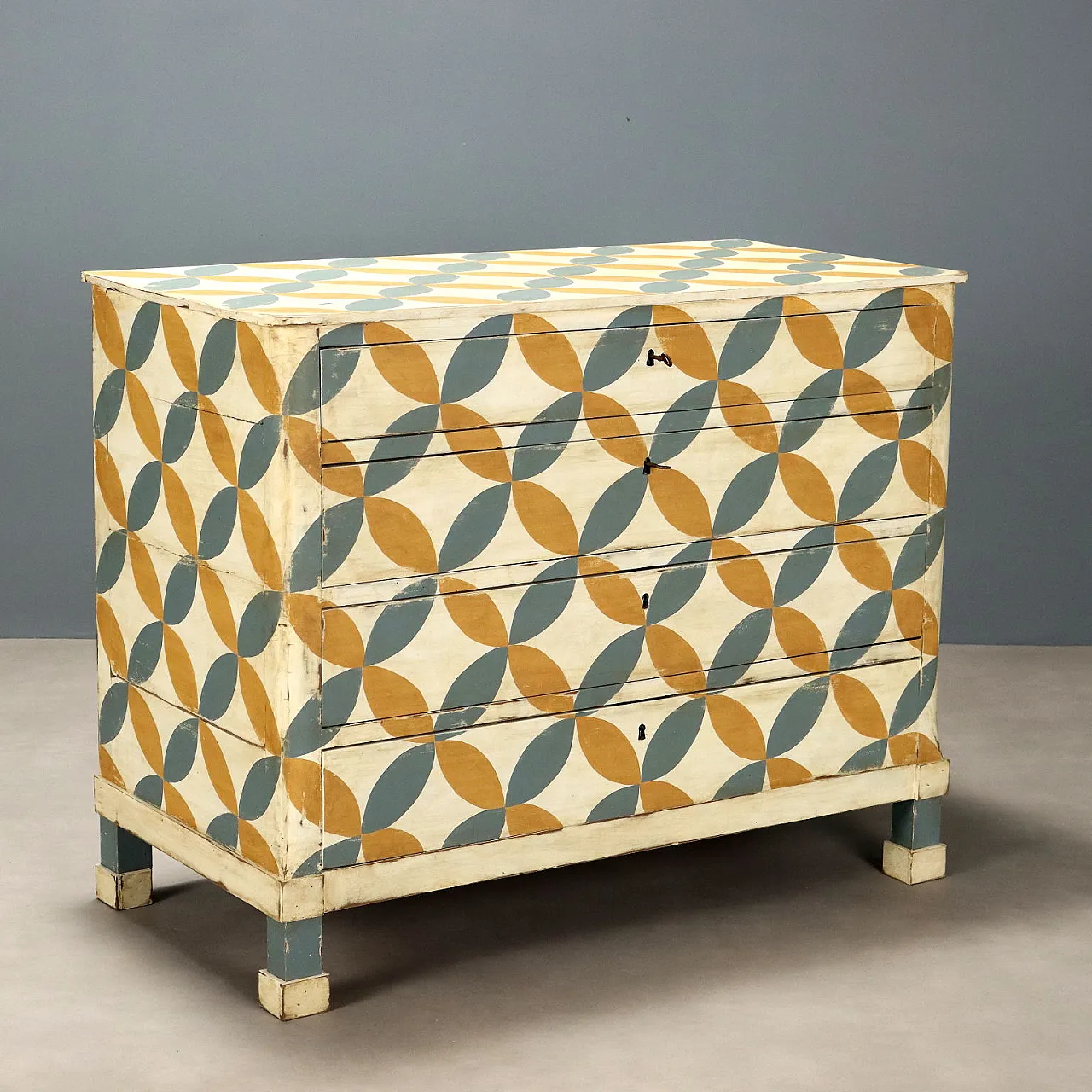 Chest of drawers Umbertino in walnut and fir, 19th century 1