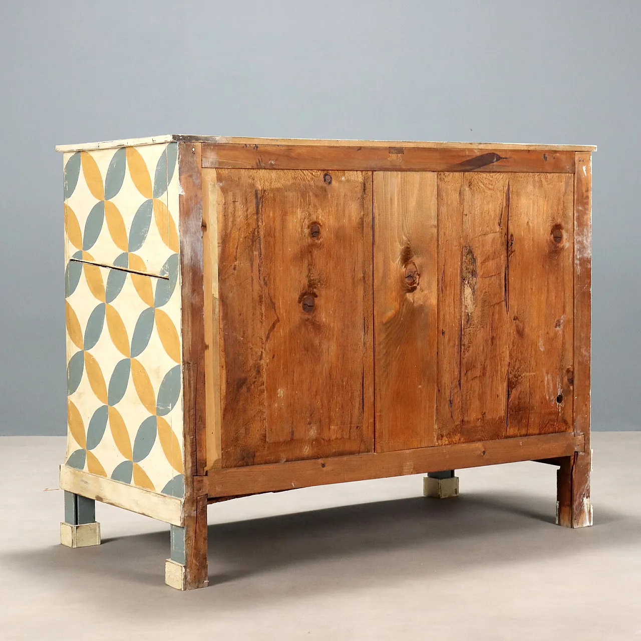 Chest of drawers Umbertino in walnut and fir, 19th century 10