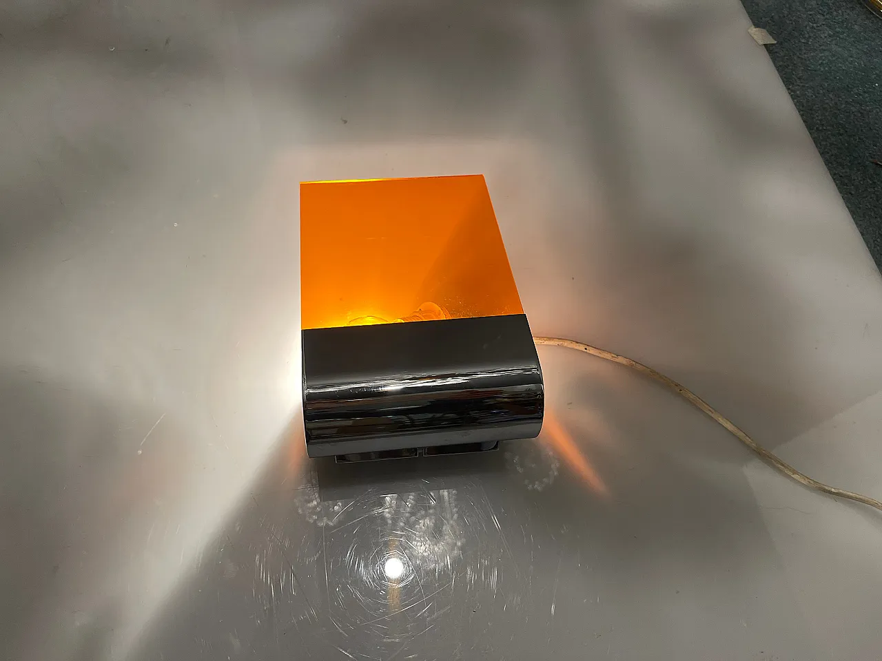 Pair of Mid-Century Italian Orange Acrylic Glass Sconce, 1970s 2