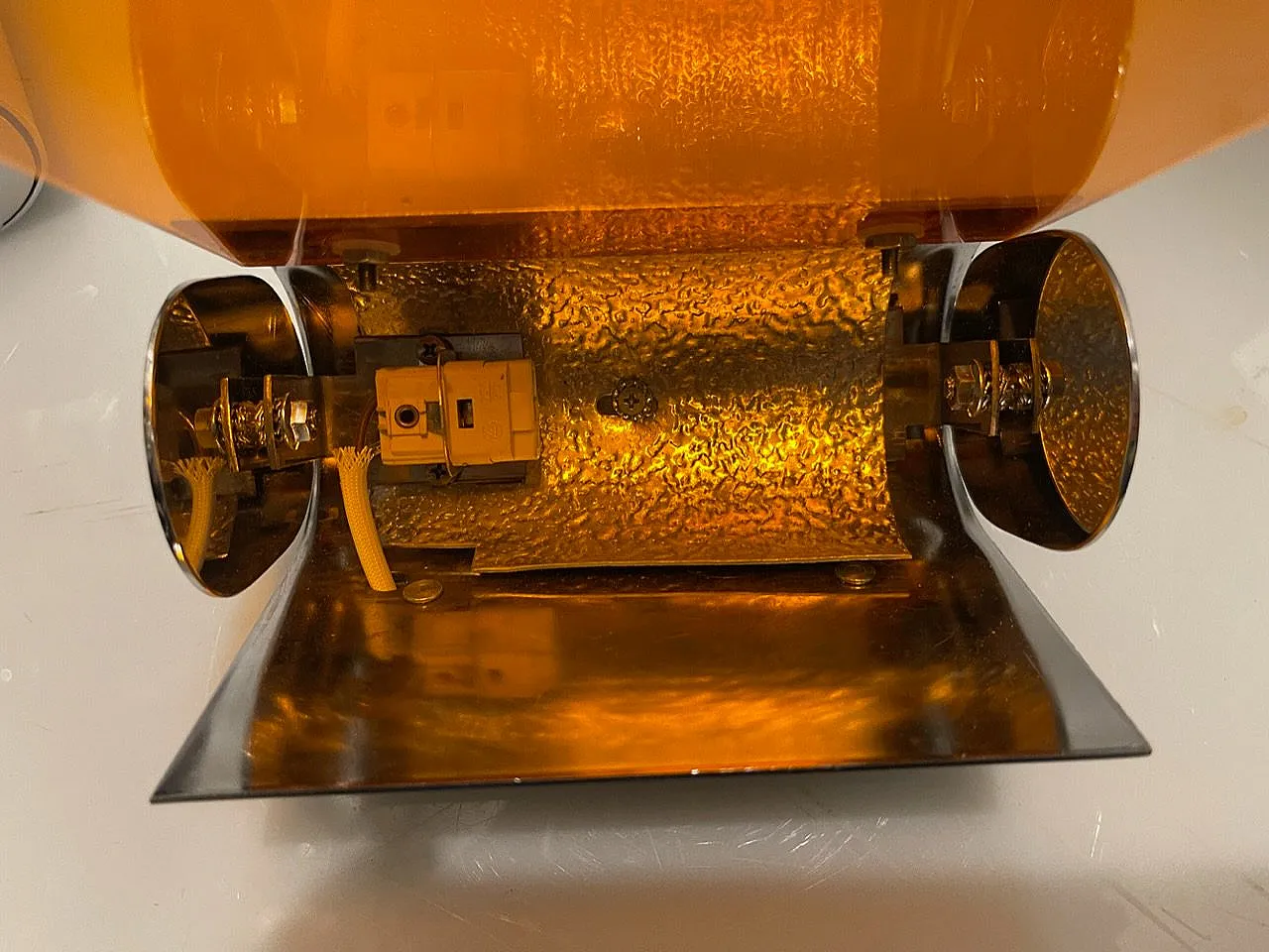 Pair of Mid-Century Italian Orange Acrylic Glass Sconce, 1970s 7