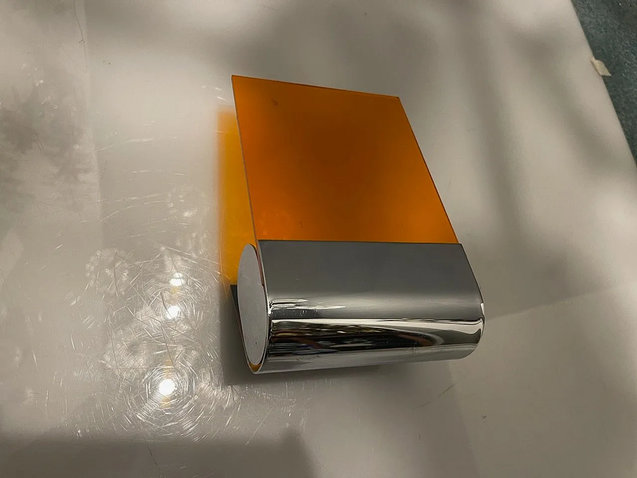 Pair of Mid-Century Italian Orange Acrylic Glass Sconce, 1970s 13