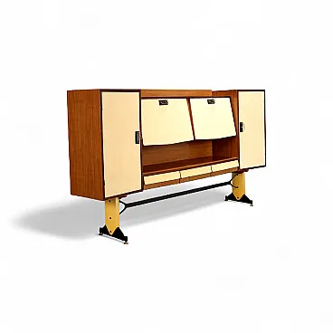 Mobile da soggiorno in laminato con ante battenti e a ribalta, '900