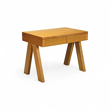 Scrittoio in legno di larice con due cassetti sottopiano, '900
