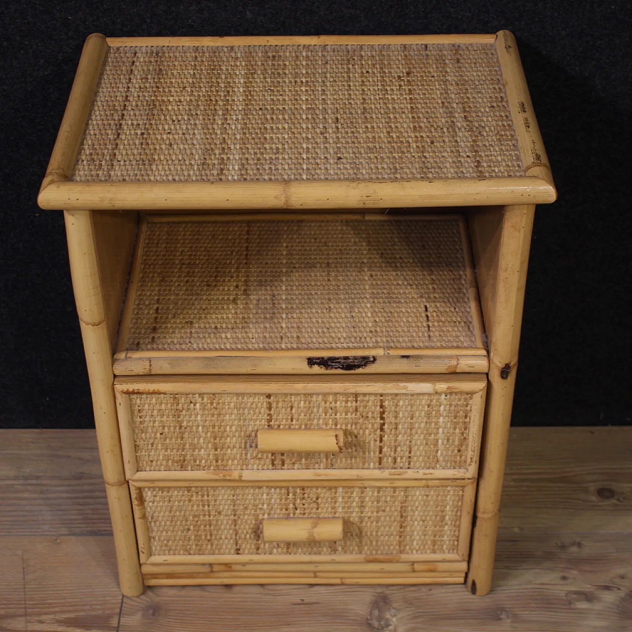 Coppia di comodini in bambù, anni '80 5