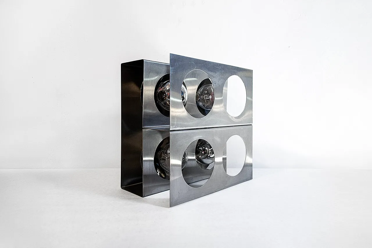 Lampada scultorea a quattro luci in acciaio di Roche Bobois, anni '70 1