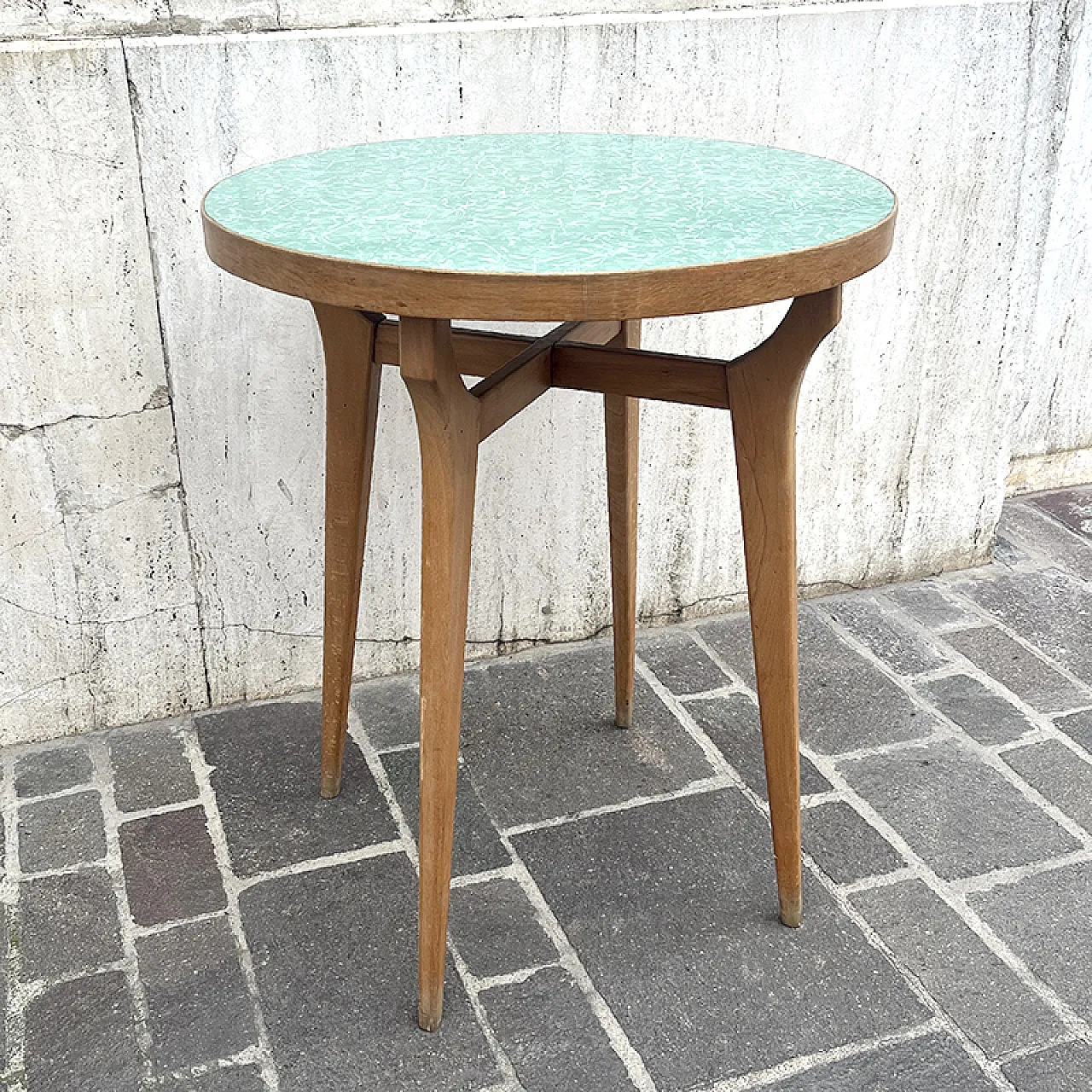 Table in maple and green formica, 1960s 1