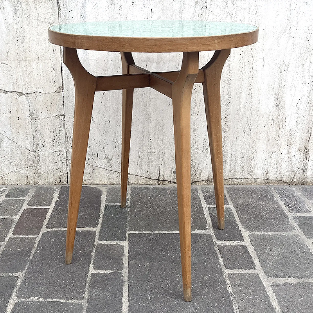 Table in maple and green formica, 1960s 2