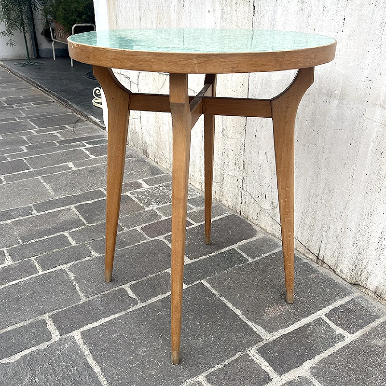 Table in maple and green formica, 1960s 3