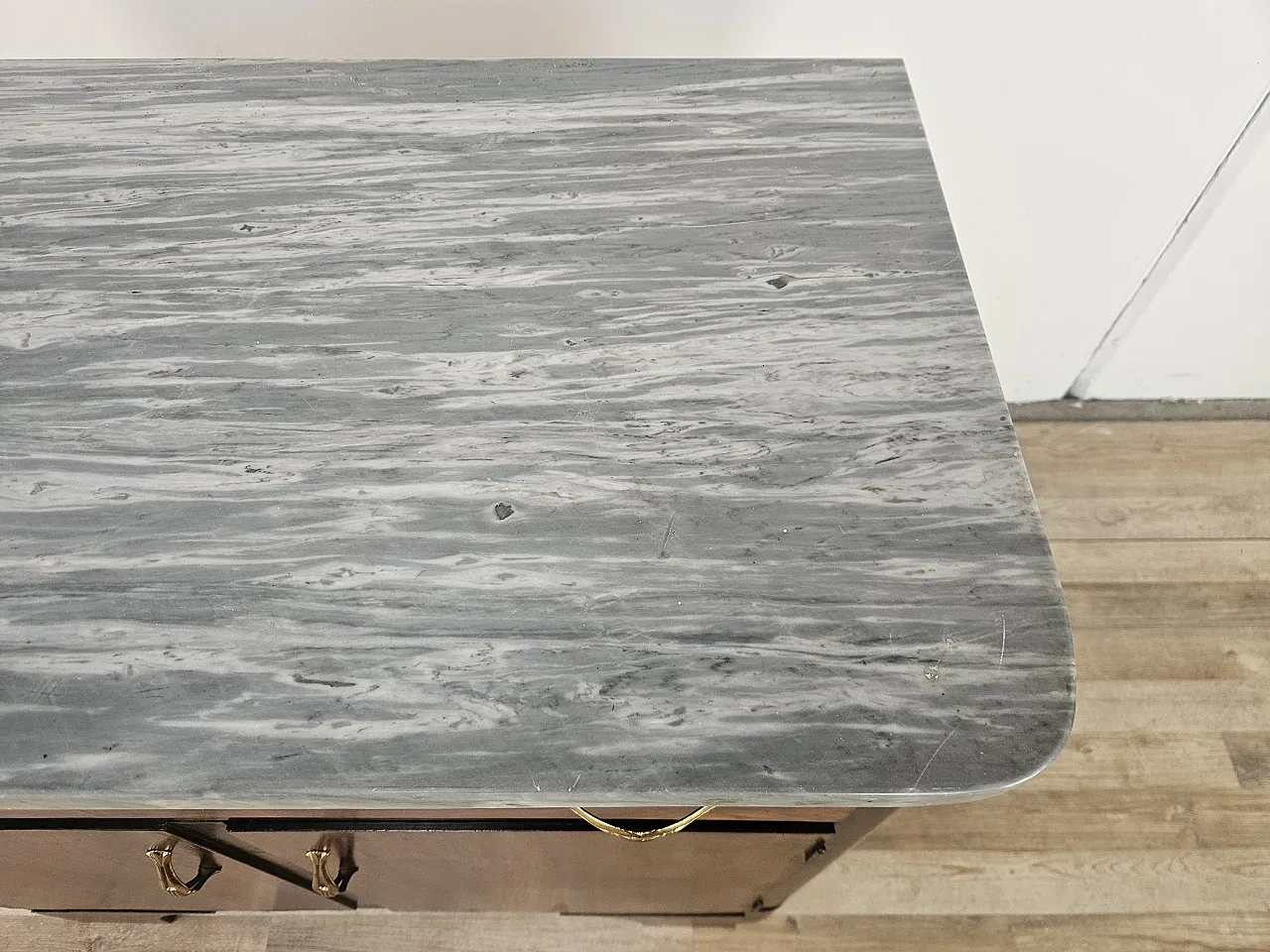 Art Deco sideboard in mahogany feather with marble top, 40s 5