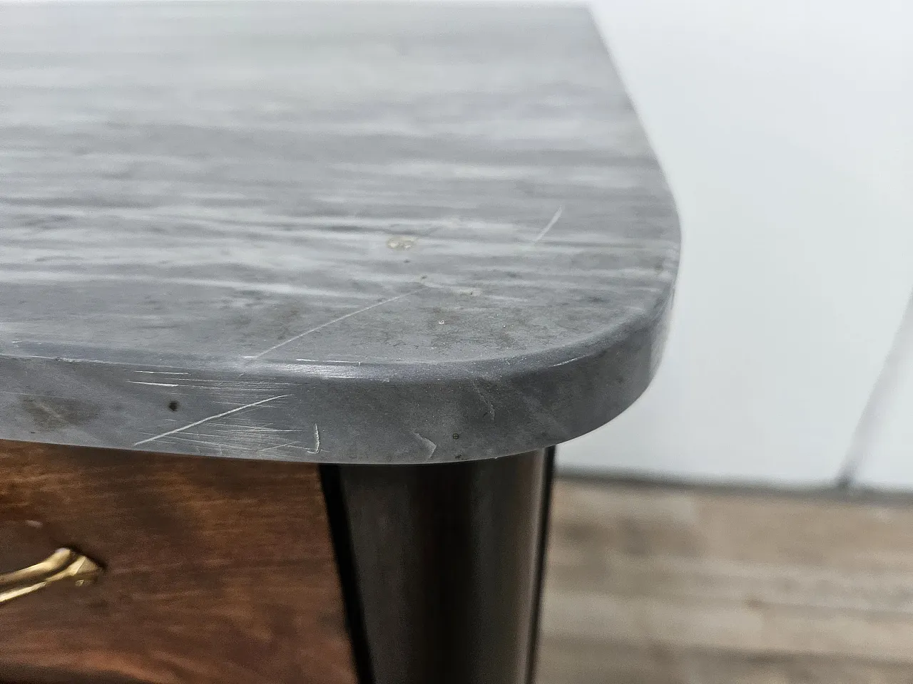 Art Deco sideboard in mahogany feather with marble top, 40s 8