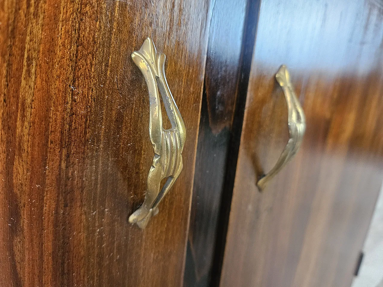 Art Deco sideboard in mahogany feather with marble top, 40s 10