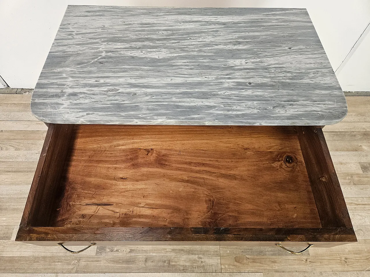 Art Deco sideboard in mahogany feather with marble top, 40s 11