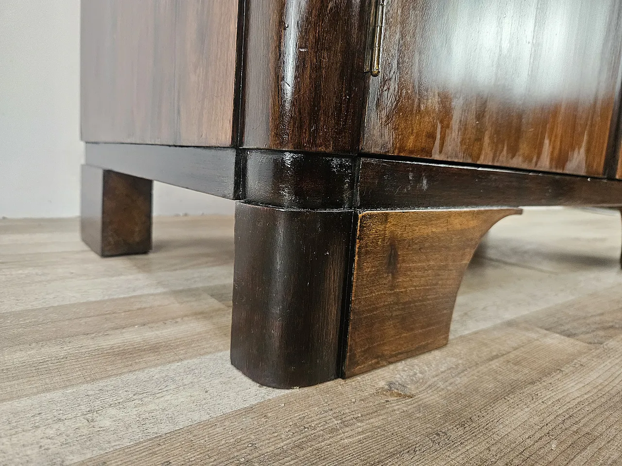 Art Deco sideboard in mahogany feather with marble top, 40s 17