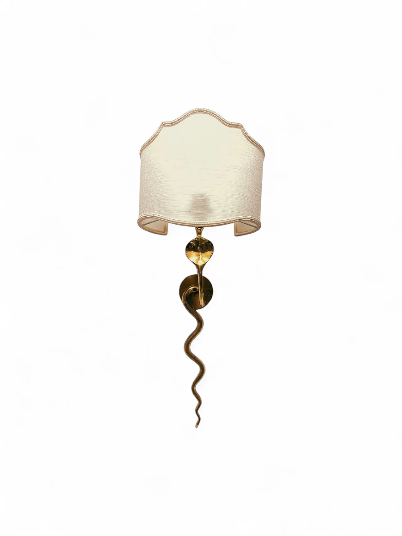 Brass Cobra wall light with fan, 1930s 2