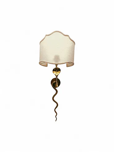 Lampada da parete Cobra in ottone con ventaglio, anni '30