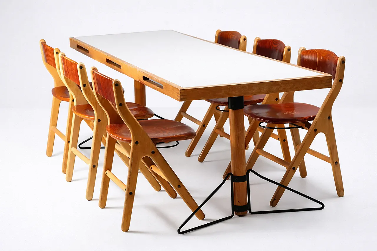 Conference table with 6 chairs, Marc Held, 1970s 1