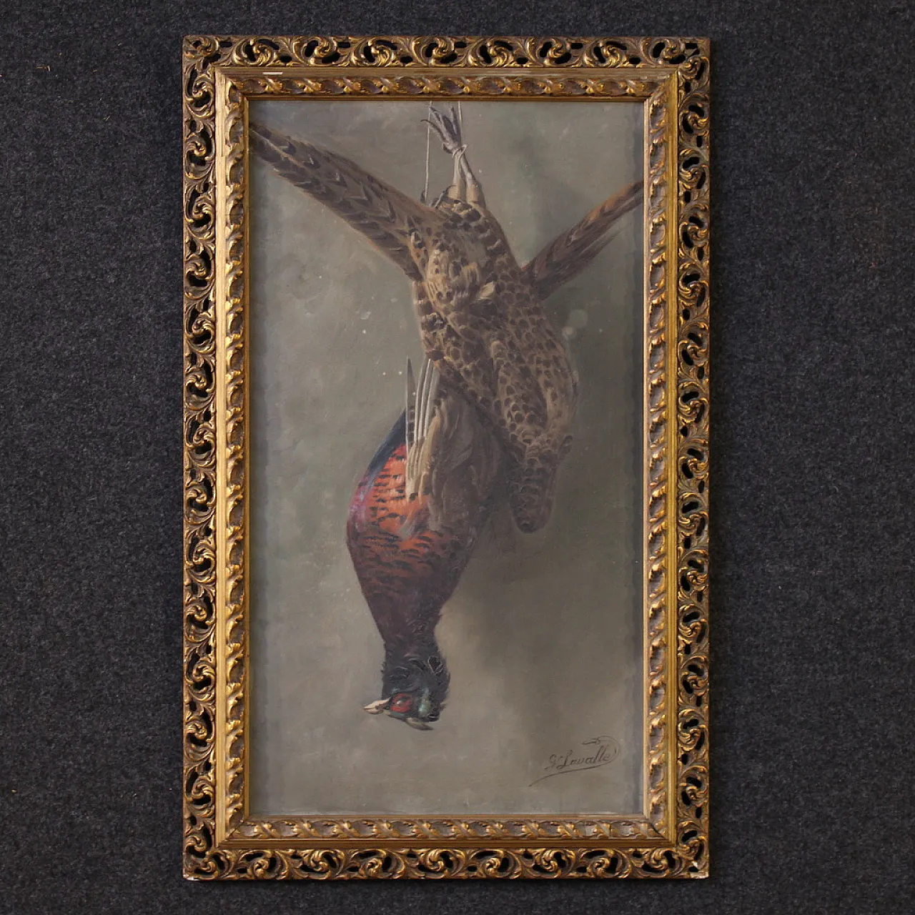 Dipinto firmato natura morta con cacciagione, '900 1