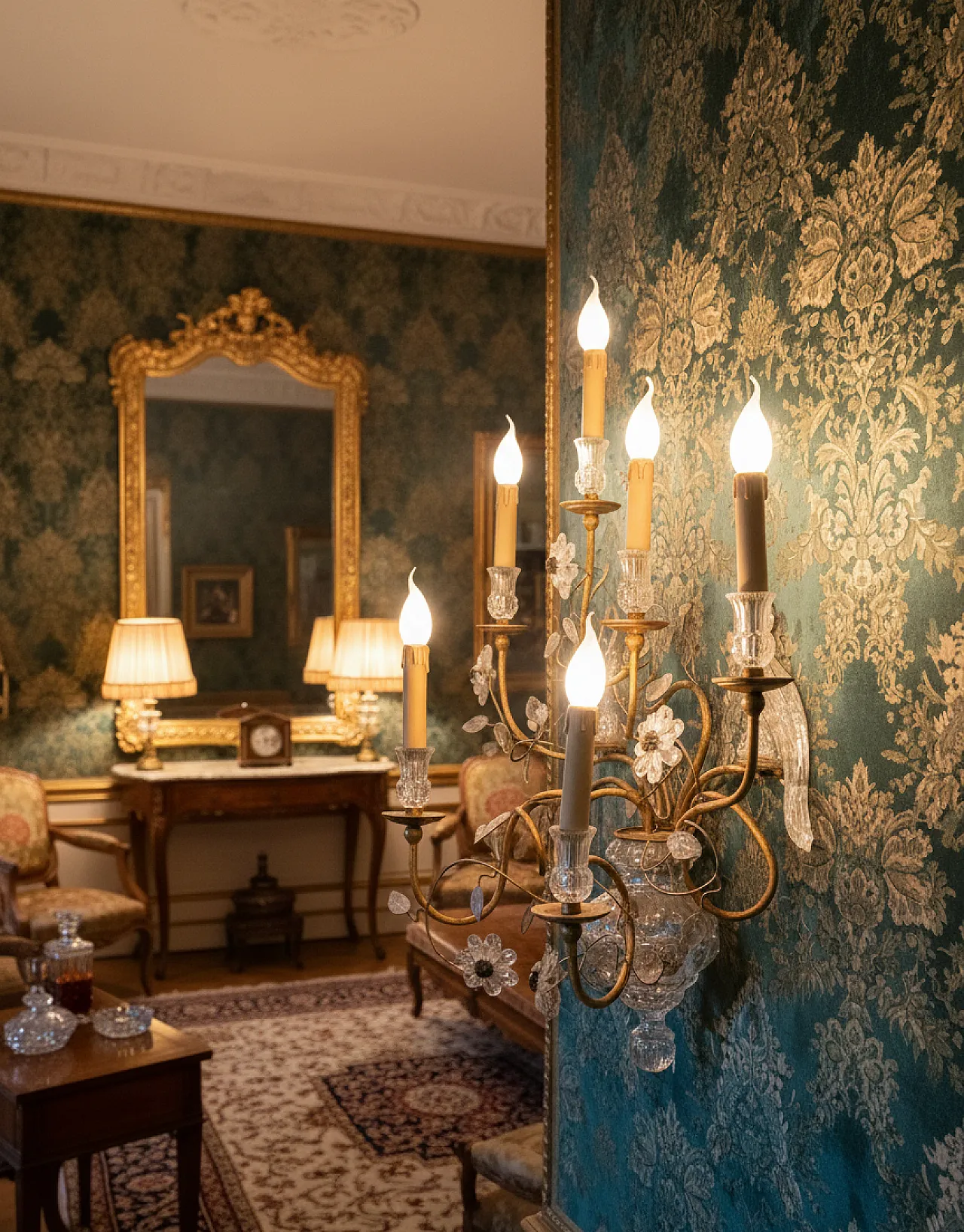 Maison Bagues chandelier applique with crystals, 30s 2