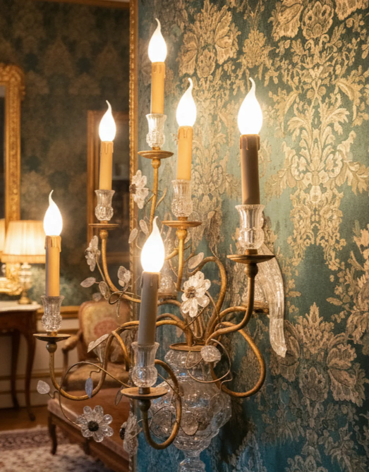 Maison Bagues chandelier applique with crystals, 30s 3