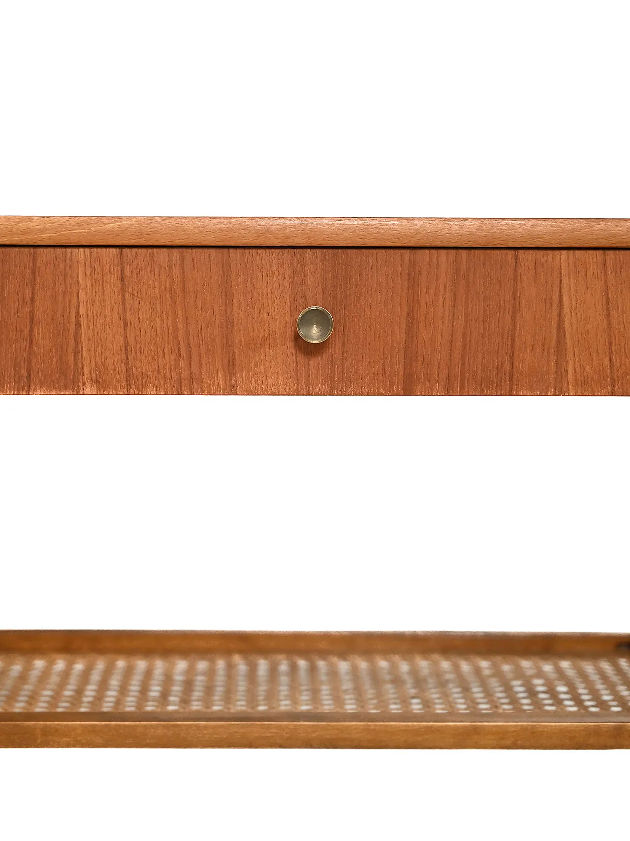 Comodino scandinavo anni 50 in teak con paglia di Vienna 6