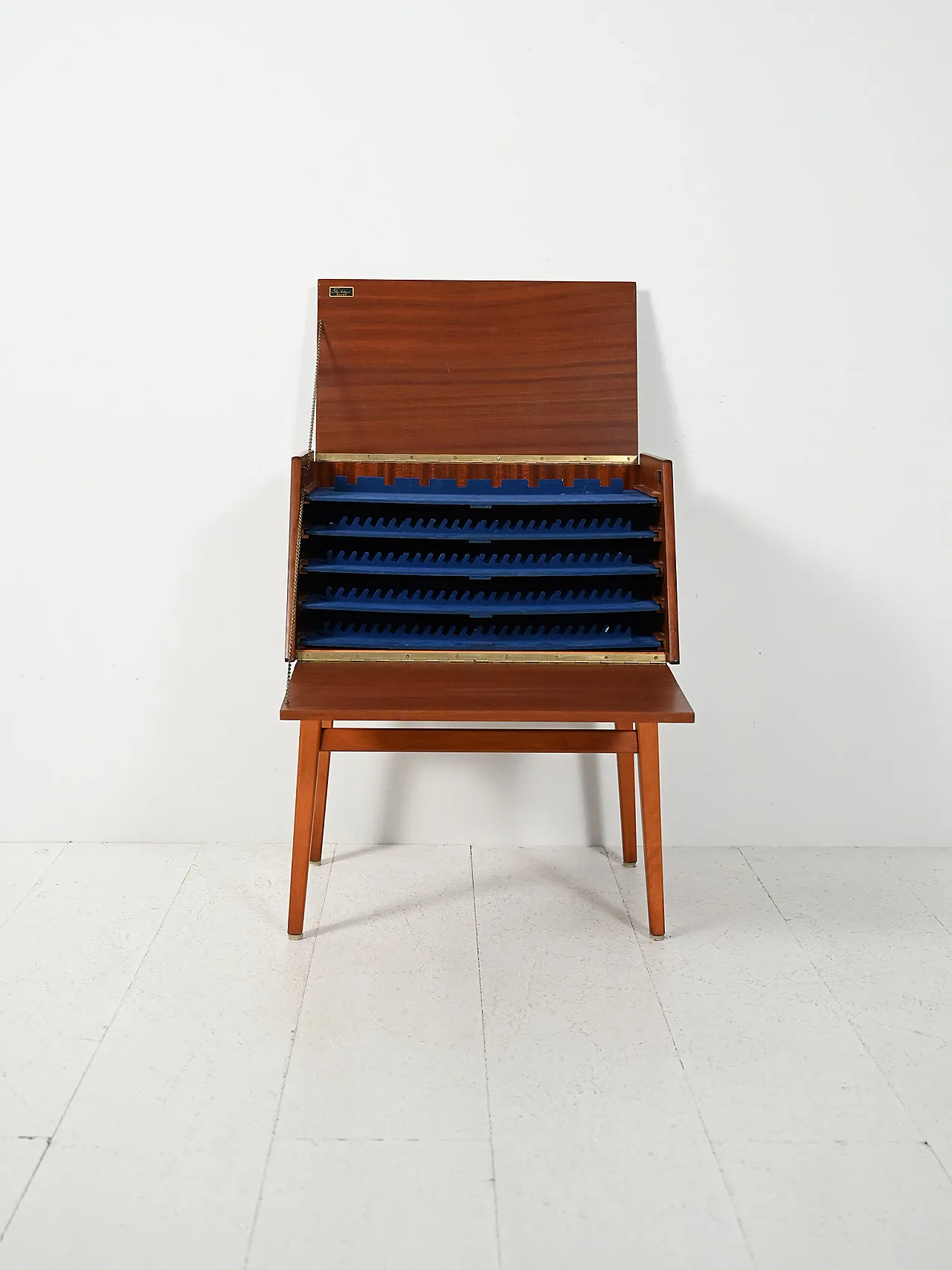 Vintage Swedish mahogany cutlery cabinet 4