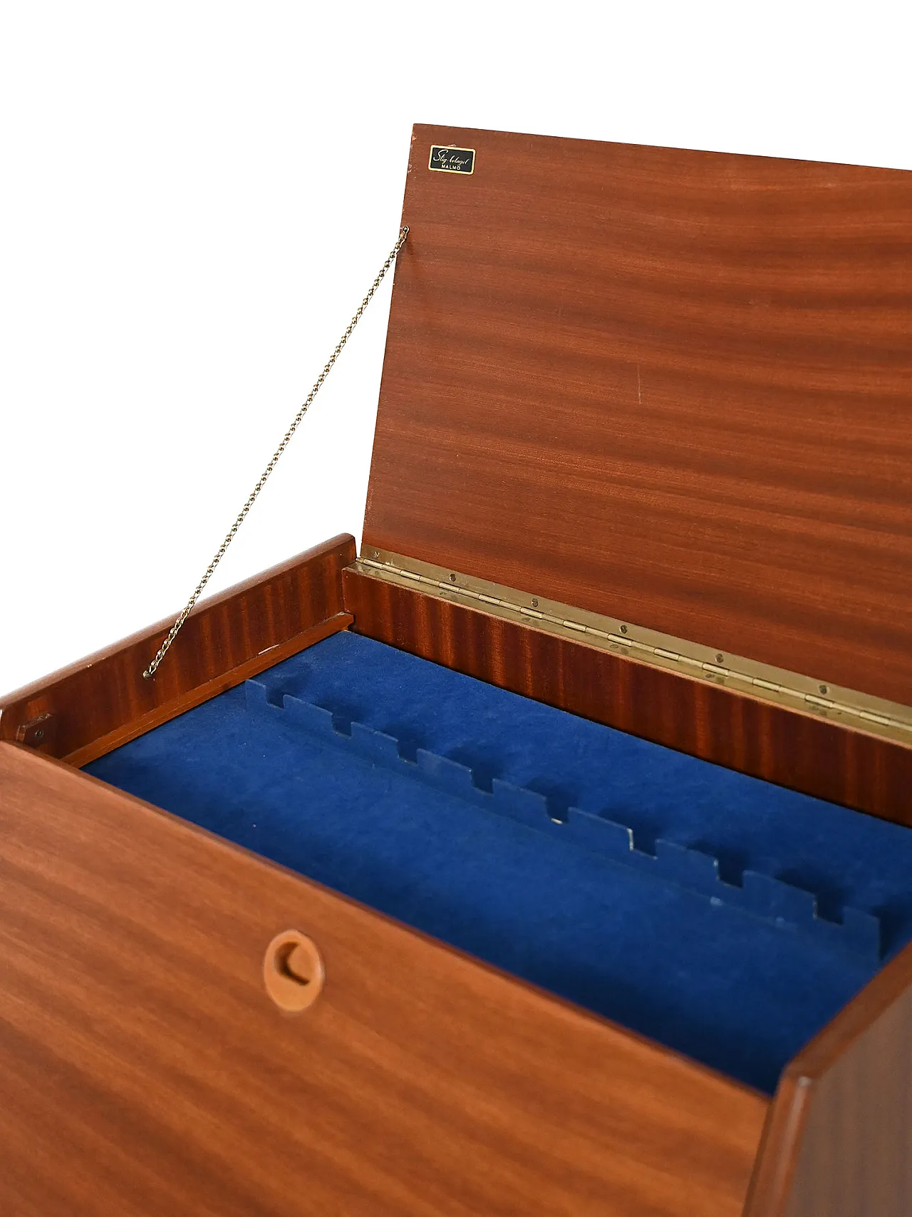 Vintage Swedish mahogany cutlery cabinet 11