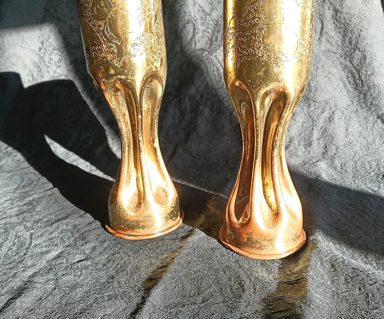 Pair of brass candlesticks, 1916 5