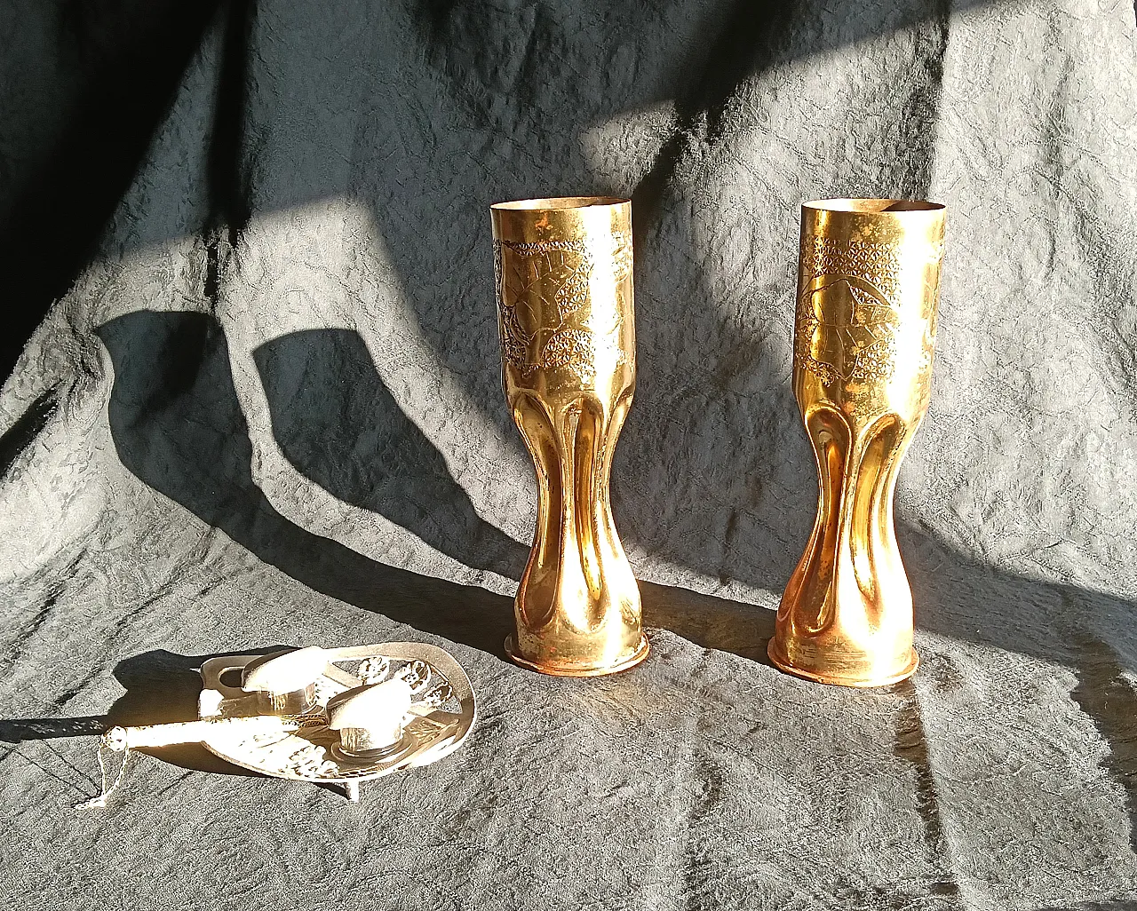 Pair of brass candlesticks, 1916 6