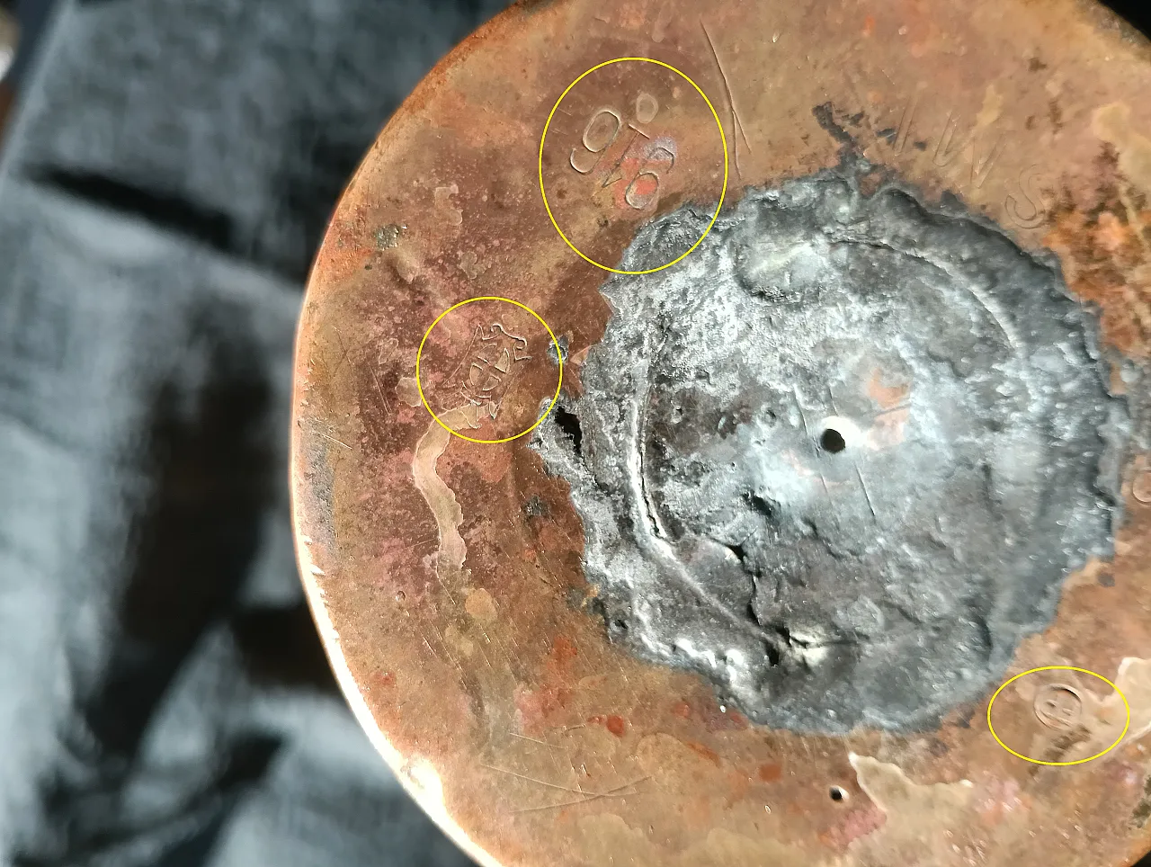 Pair of brass candlesticks, 1916 8