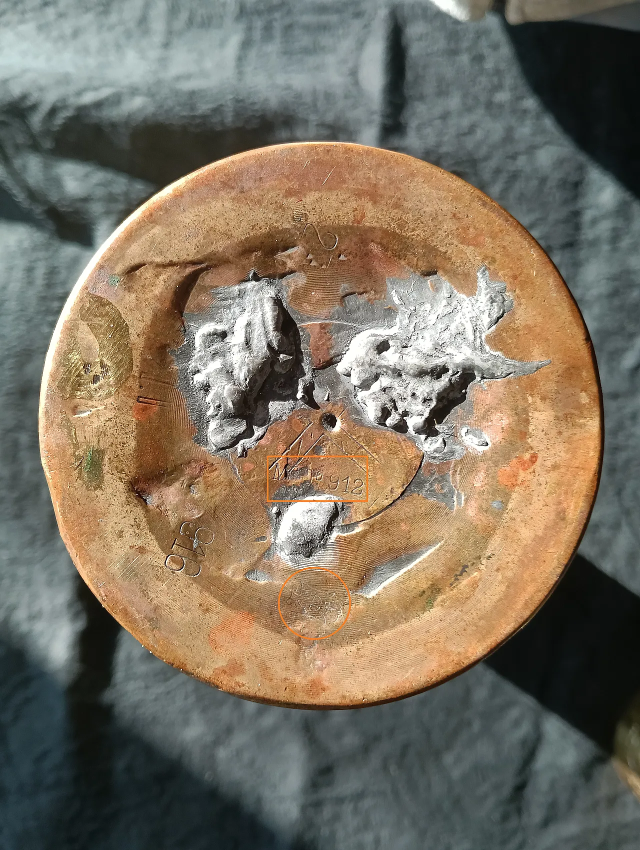 Pair of brass candlesticks, 1916 9