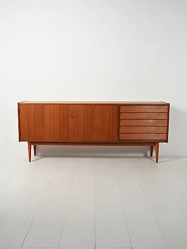 Sideboard scandinavo con cassetti a tegola anni 50