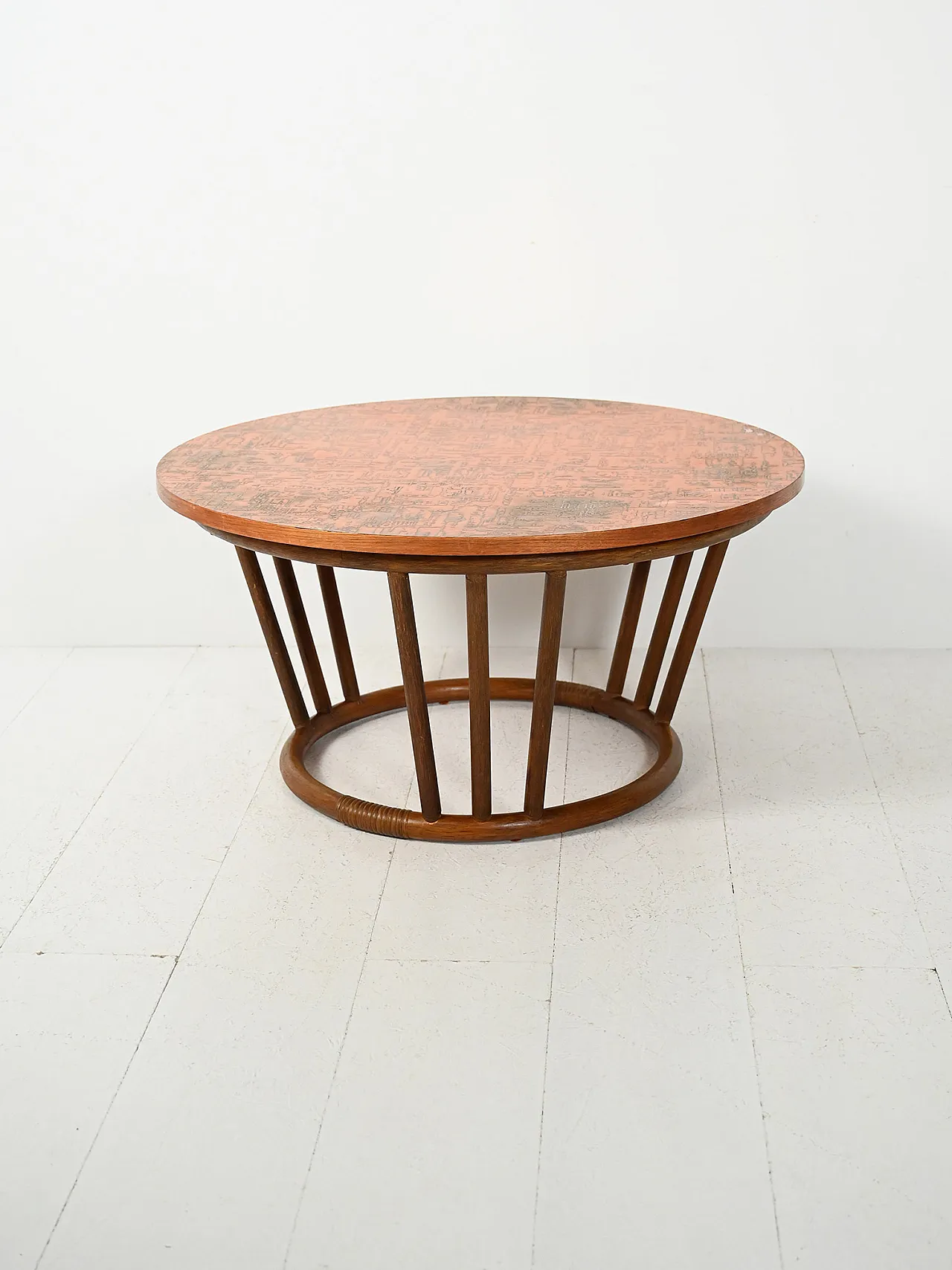 Coffee table rotondo in bambù e rame 3