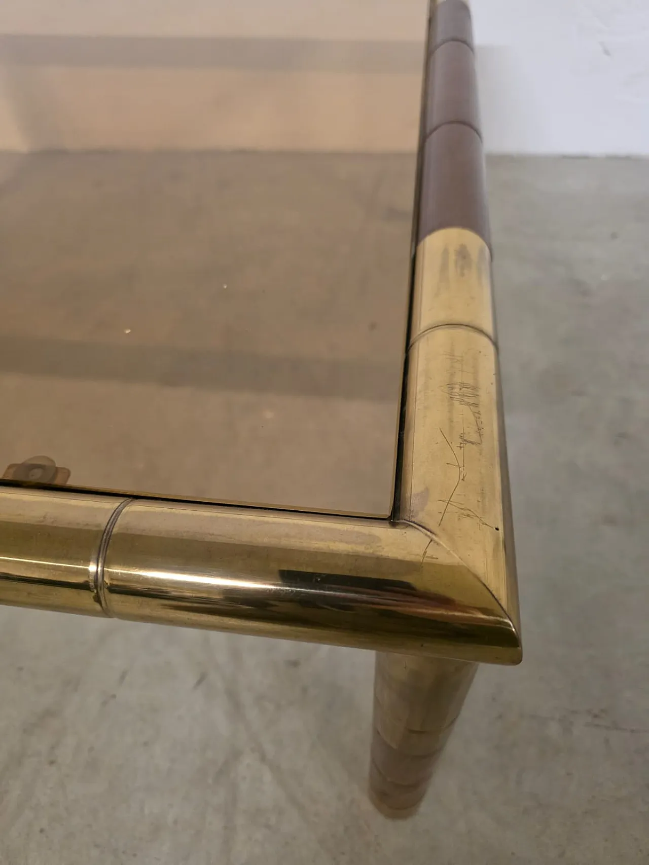 Brass and smoked glass coffee table by Tommaso Barbi, 1970s 2