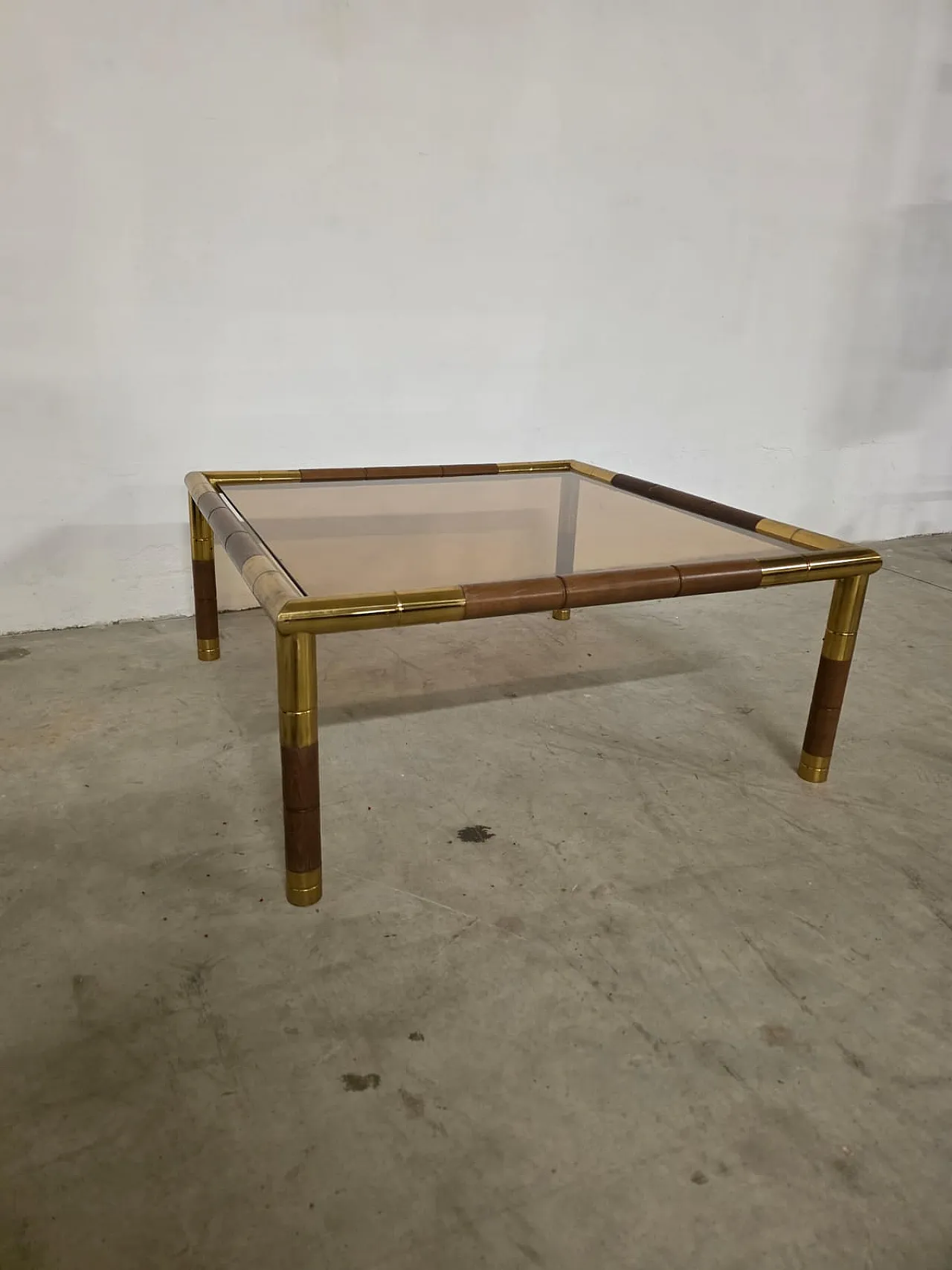Brass and smoked glass coffee table by Tommaso Barbi, 1970s 6