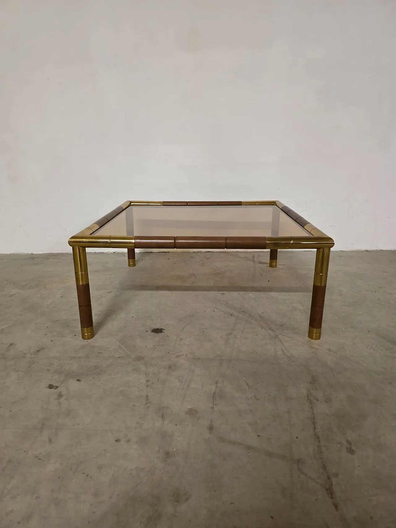 Brass and smoked glass coffee table by Tommaso Barbi, 1970s 9