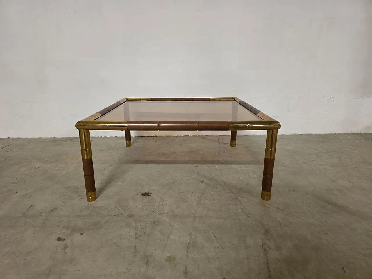 Brass and smoked glass coffee table by Tommaso Barbi, 1970s 10