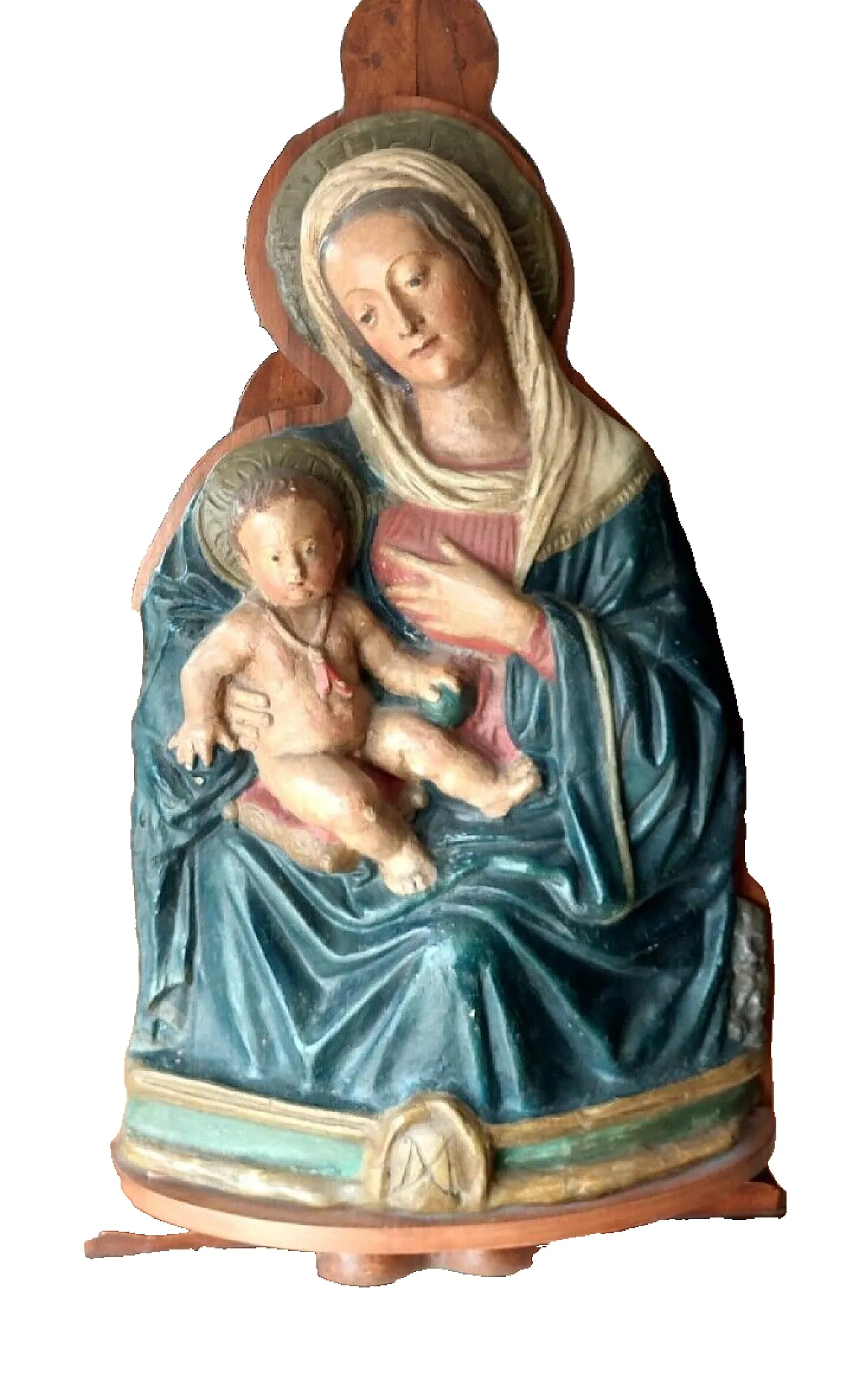 Madonna del latte, scultura altorilievo in cartapesta policroma, '600 1