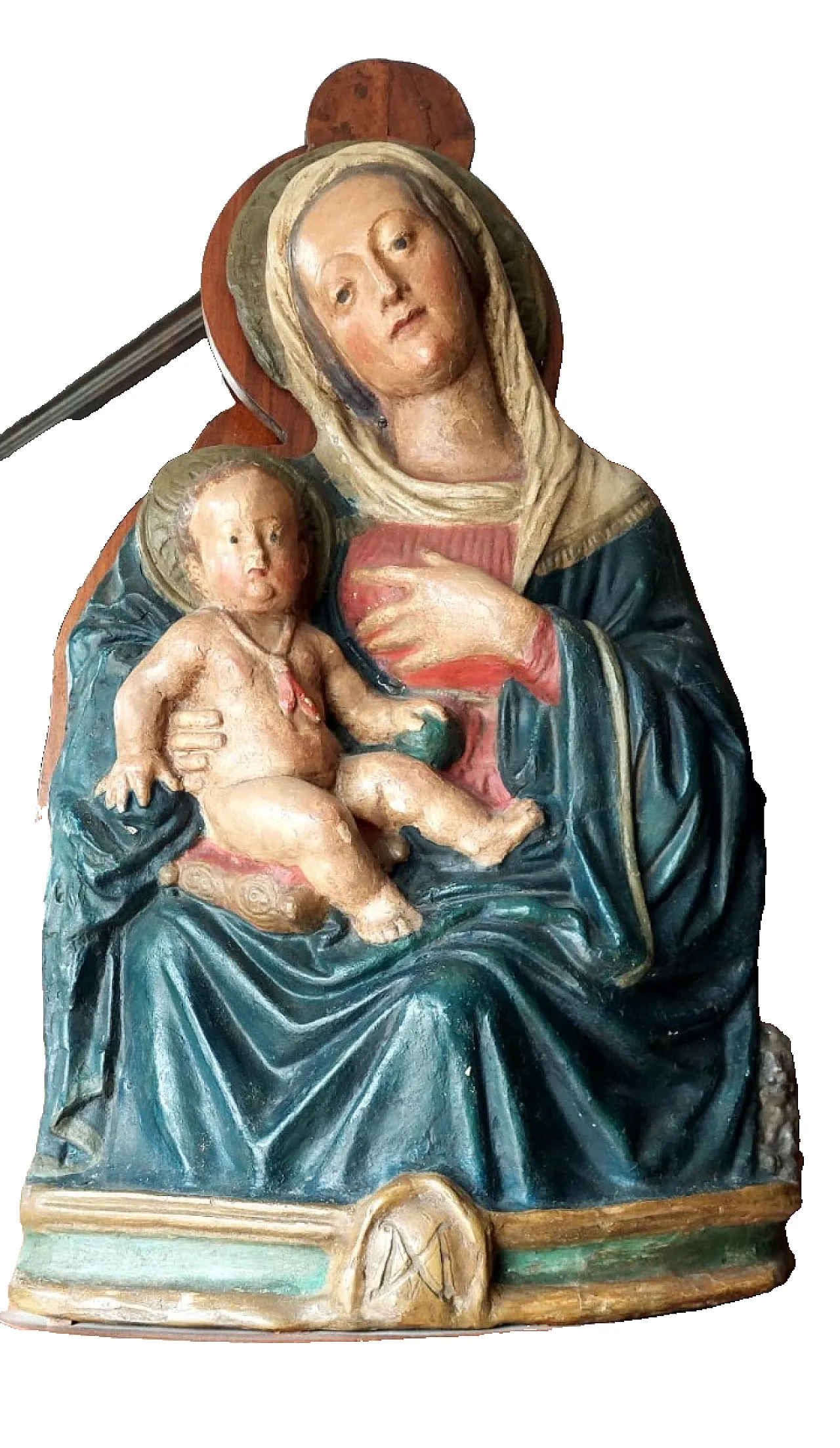 Madonna del latte, scultura altorilievo in cartapesta policroma, '600 3