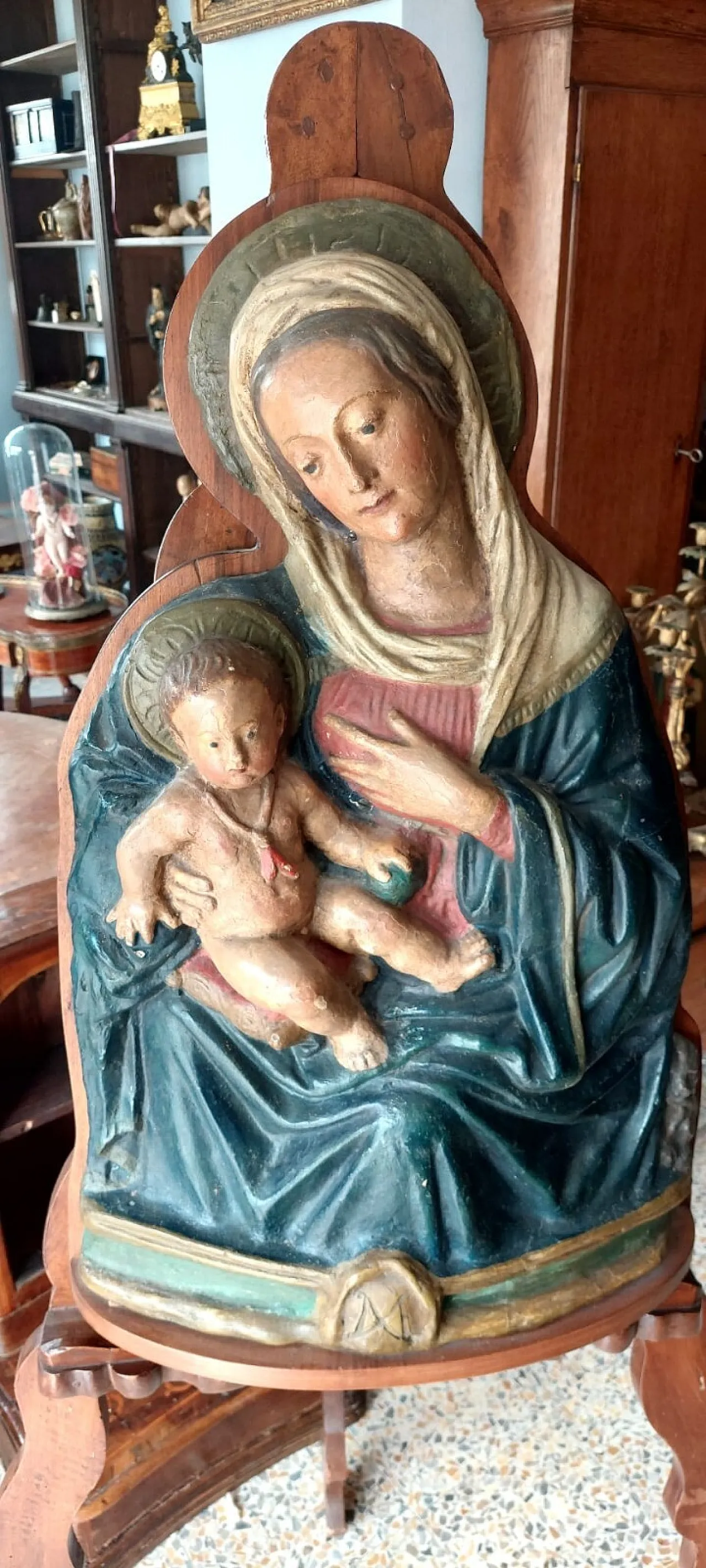 Madonna del latte, scultura altorilievo in cartapesta policroma, '600 4