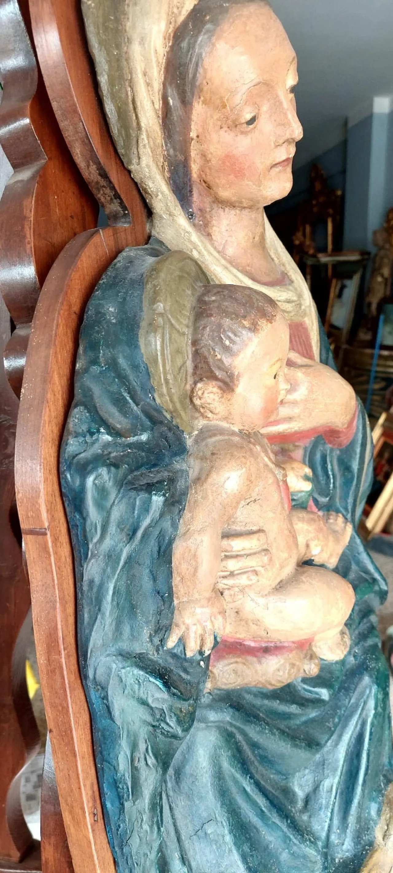 Madonna del latte, scultura altorilievo in cartapesta policroma, '600 12