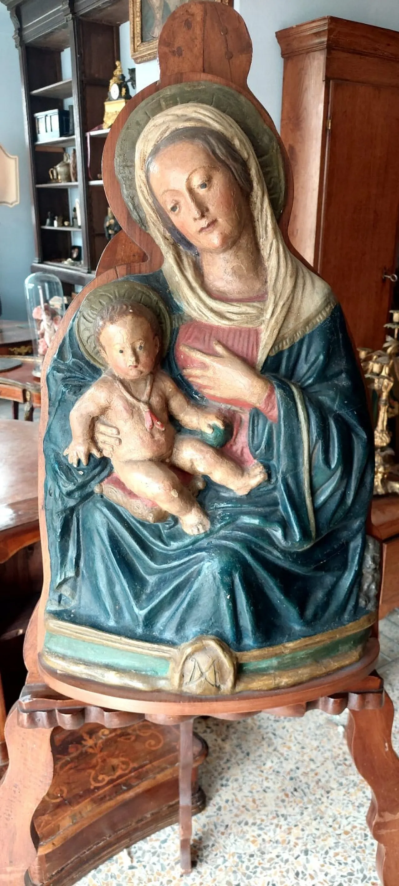 Madonna del latte, scultura altorilievo in cartapesta policroma, '600 14