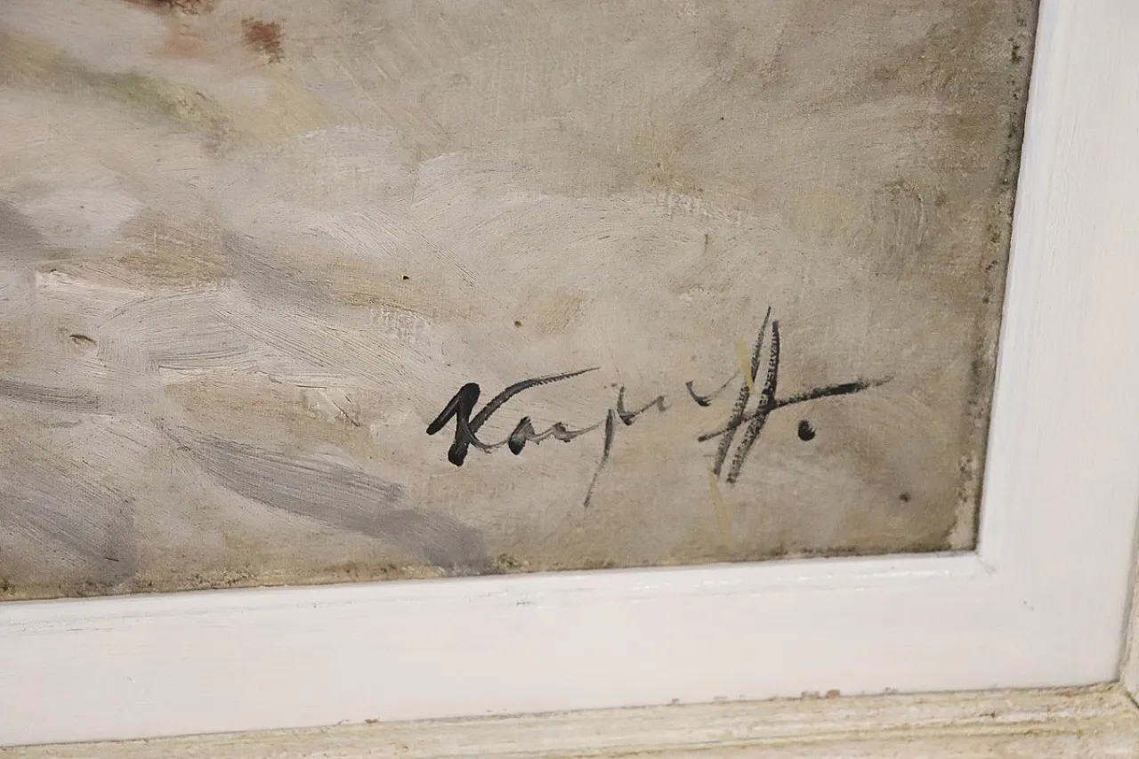 Paesaggio invernale, olio su tela firma Karpoff, '900 7