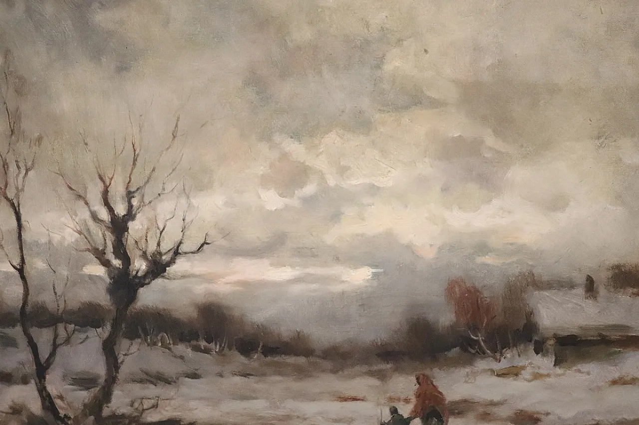 Paesaggio invernale, olio su tela firma Karpoff, '900 12