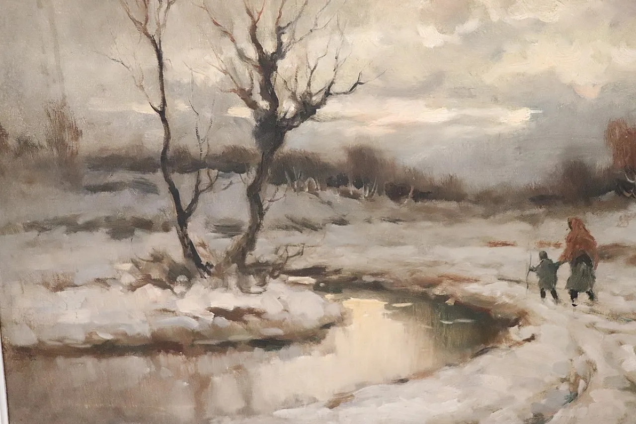 Paesaggio invernale, olio su tela firma Karpoff, '900 13