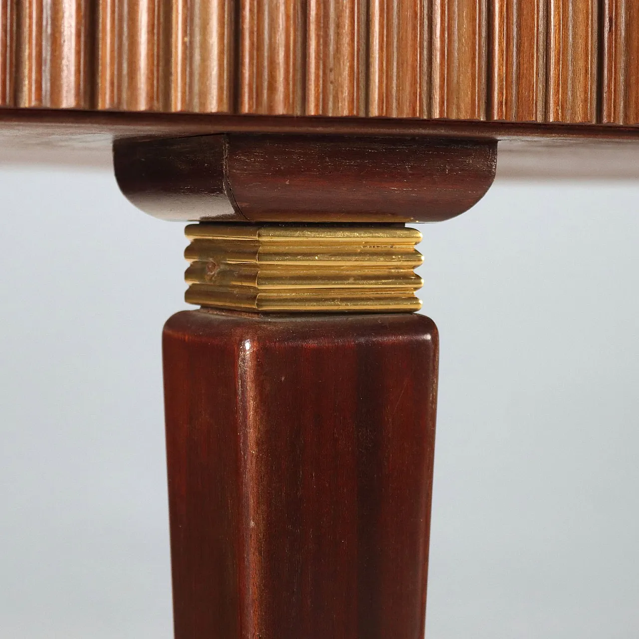 Glass, wood and brass dining table, 20th century 5