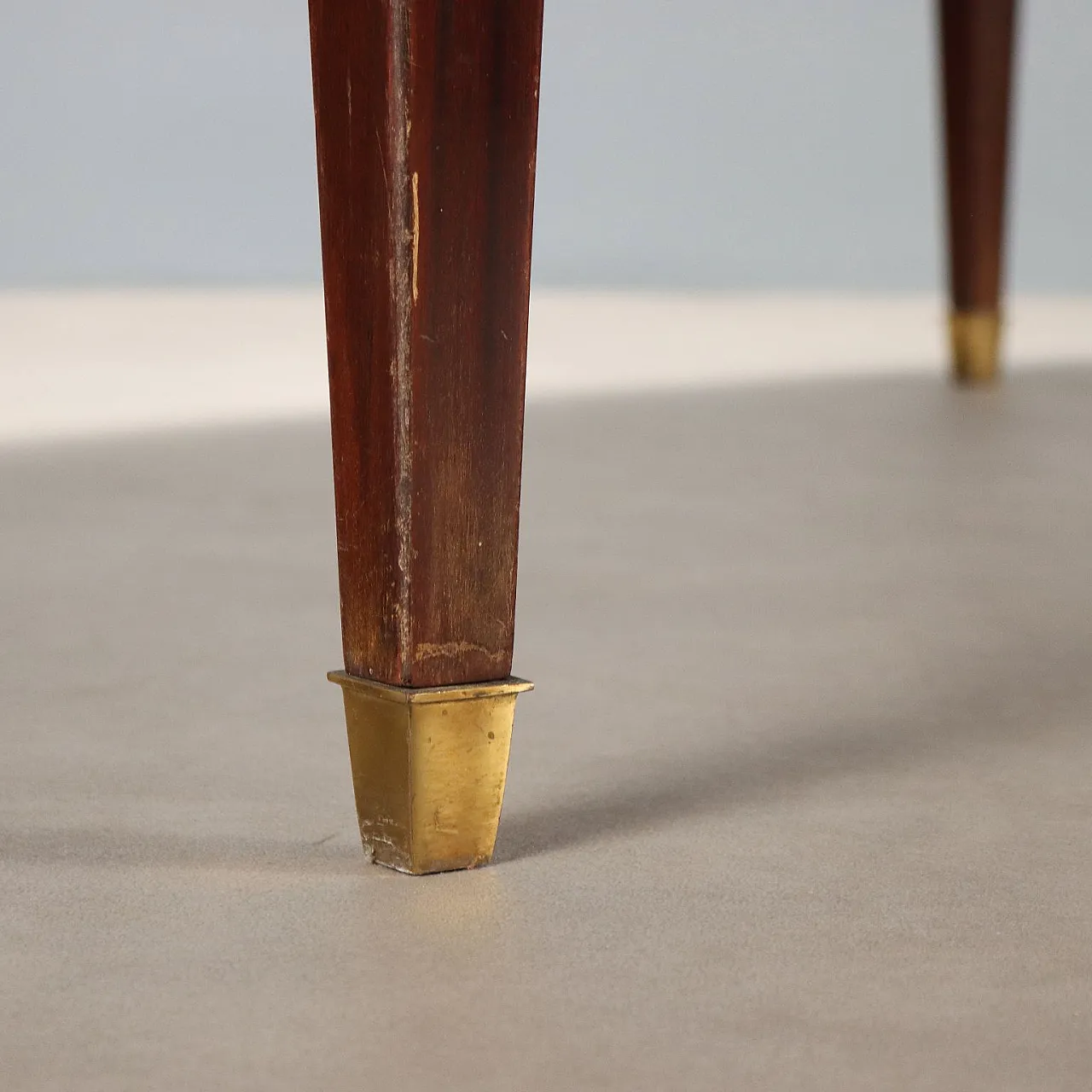 Glass, wood and brass dining table, 20th century 6