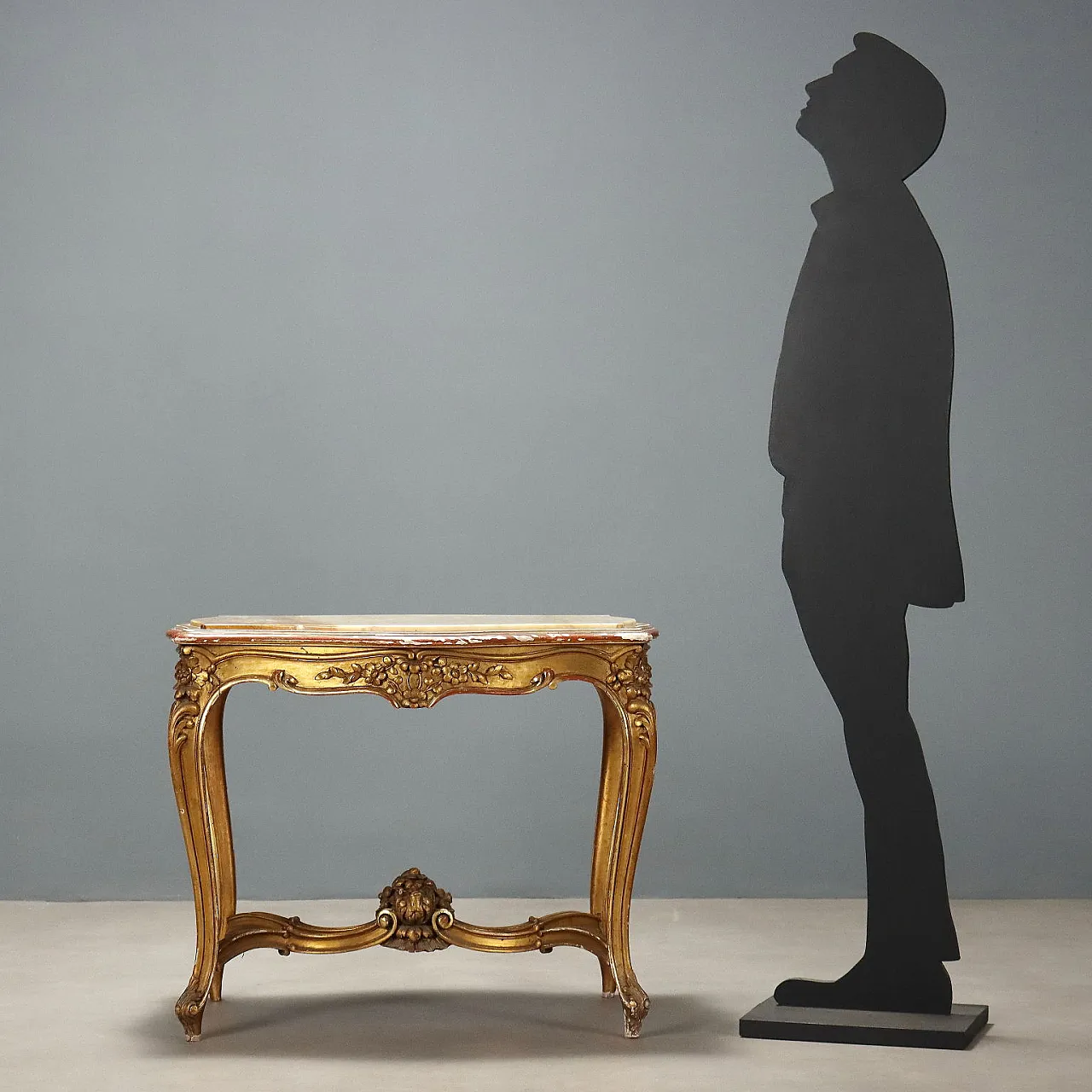 Late Baroque style table in carved and gilded wood, 19th century 2