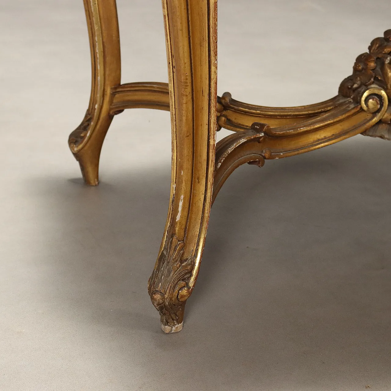 Late Baroque style table in carved and gilded wood, 19th century 5
